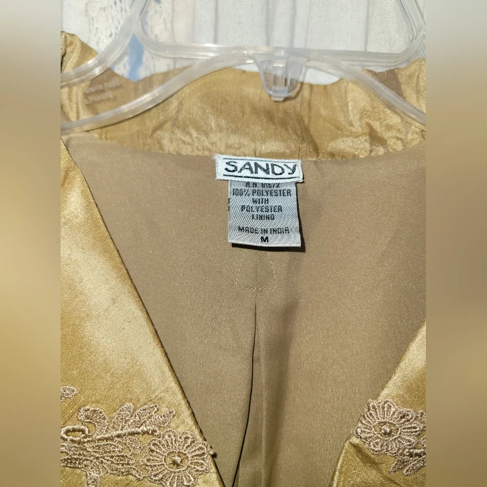 NWT Sandy Starkman Victorian Polyester Brocade Peplum Jacket Gold Womens Med - Picture 3 of 10